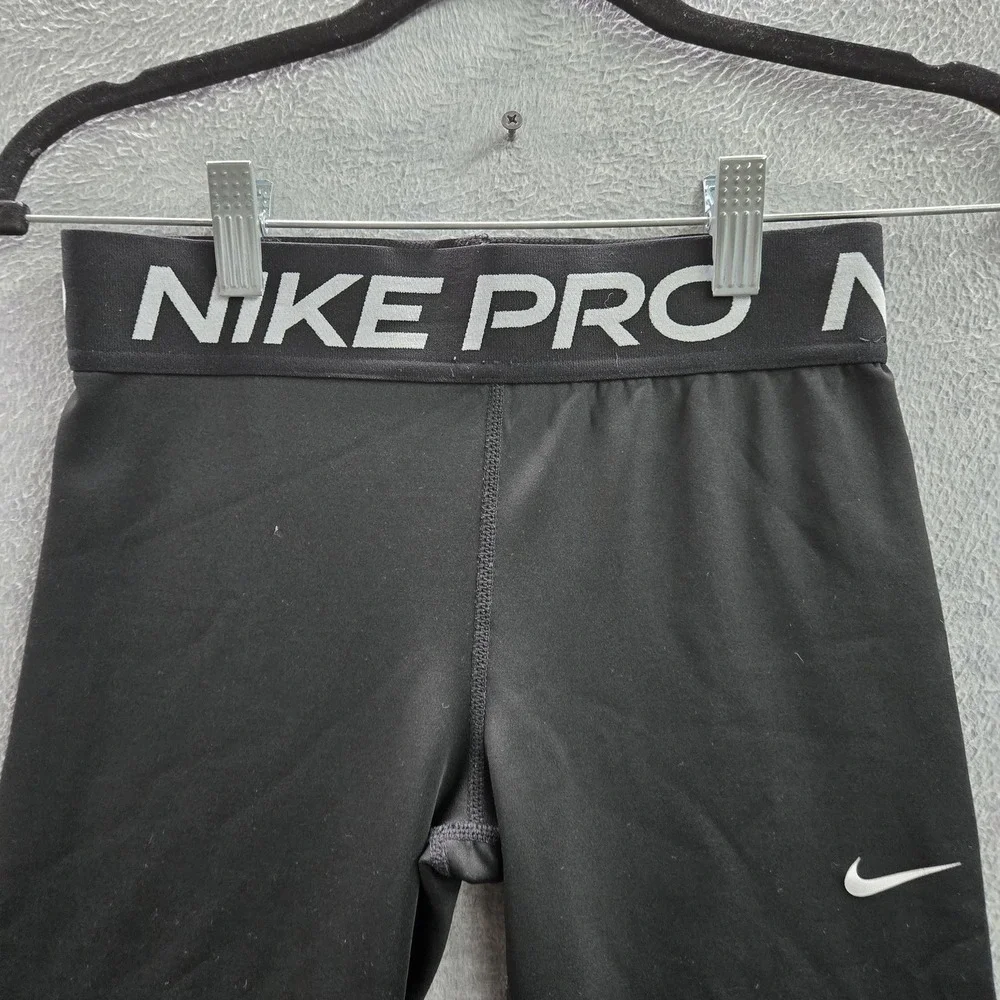 Nike Pro Women Activewear‎ Pants L Black DRI-FIT Pro Compression Tights Logo
